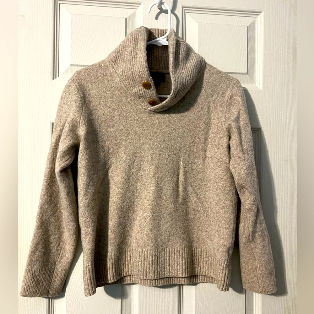 Vintage J Crew tan tight knit collared long sleeve pullover boy size L